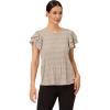 Adrianna Papell Womens Pleated Knit Double Sleeve Top(Ivory Blooming Dot)