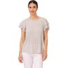 Adrianna Papell Womens Pleated Knit Double Sleeve Top(Ivory/Black Micro Dot)