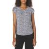 Adrianna Papell Women’s Printed Petal Sleeve Knit Top(Navy/White Mini Garden)