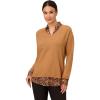 Adrianna Papell Womens Printed Woven Collar Twofer(Camel W/ Basic Cheetah)