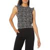 Adrianna Papell Womens Ruffle Mock Neck Tank(Black Abstract Spots)