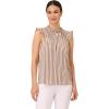 Adrianna Papell Womens Ruffle Mock Neck Tank(Champagne Blush Contrast Stripe)