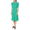 Adrianna Papell Womens Ruffle Neck Short Sleeve Dress(Emerald Scattered Leaf)