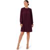 Adrianna Papell Women’s Shirred Top Ruffle Neck Dress(Plum)