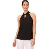 Adrianna Papell Womens Solid Knit Halter Twist Neck Top(Black)