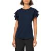 Adrianna Papell Women’s Solid Pleat Double Sleeve Top(Blue Moon)