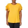 Adrianna Papell Women’s Solid Pleat Double Sleeve Top(Sunflower)