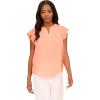 Adrianna Papell Women’s Solid Short Ruffle Sleeve Popover Blouse(Apricot Sorbet)