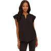 Adrianna Papell Women’s Solid Woven Airflow Flutter Sleeve Top(Black)