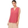 Adrianna Papell Women’s Solid Woven Dobby Dot Sleeveless V-Neck Top(Rose)