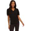 Adrianna Papell Women’s V-Neck Short Puff Sleeve Top(Black)