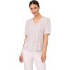 Adrianna Papell Women’s V-Neck Short Puff Sleeve Top(Ivory/Black Scatter Dot)