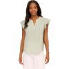 Adrianna Papell womens Solid Short Ruffle Sleeve Popover Blouse(Icy Sage)