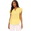 Adrianna Papell womens Solid Short Ruffle Sleeve Popover Blouse(Lemon Frost)