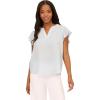 Adrianna Papell womens Solid Short Ruffle Sleeve Popover Blouse(Snow Globe)