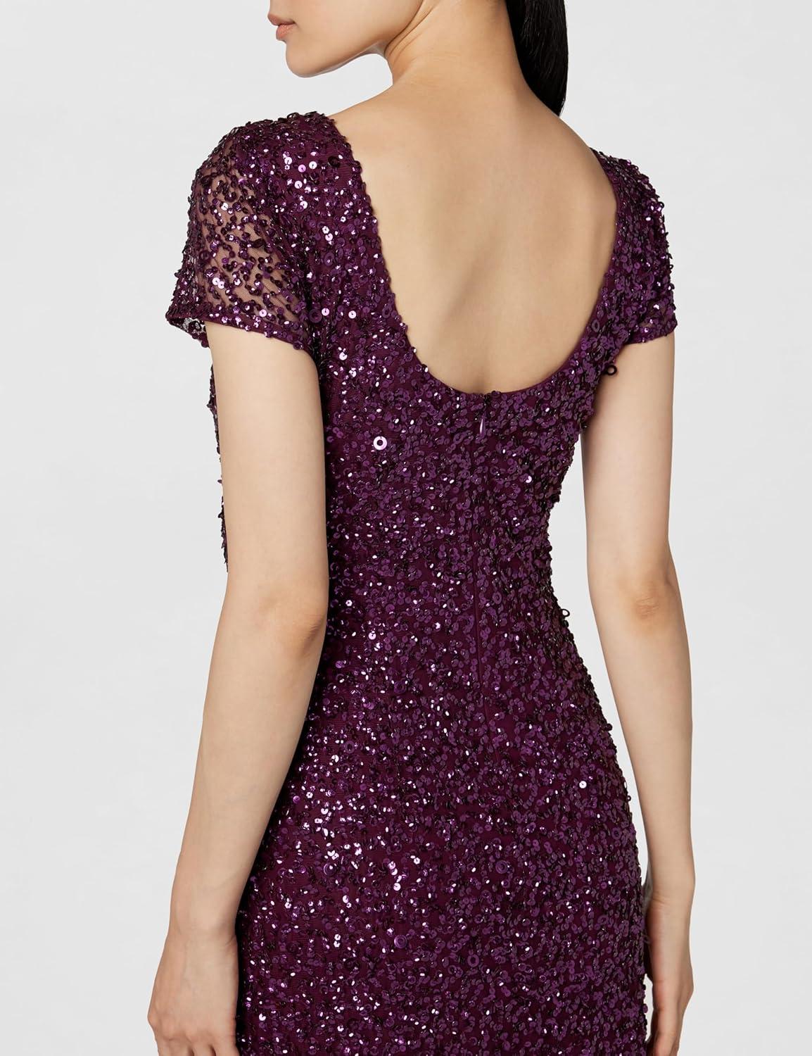 imageAdrianna Papell Womens ShortSleeve All Over Sequin GownCabernet