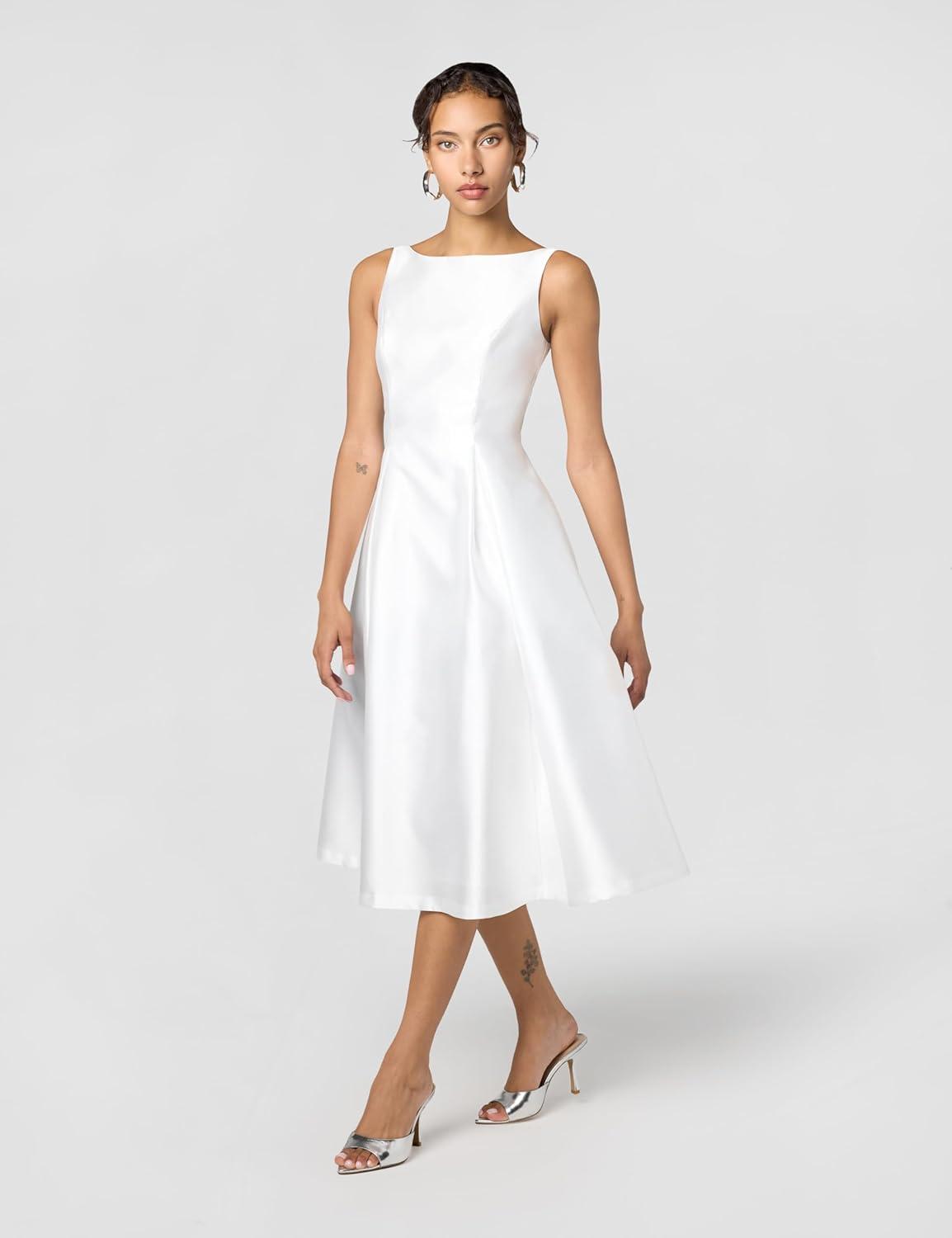 imageAdrianna Papell Womens Sleeveless MidLength Party Dress with VBackIvory