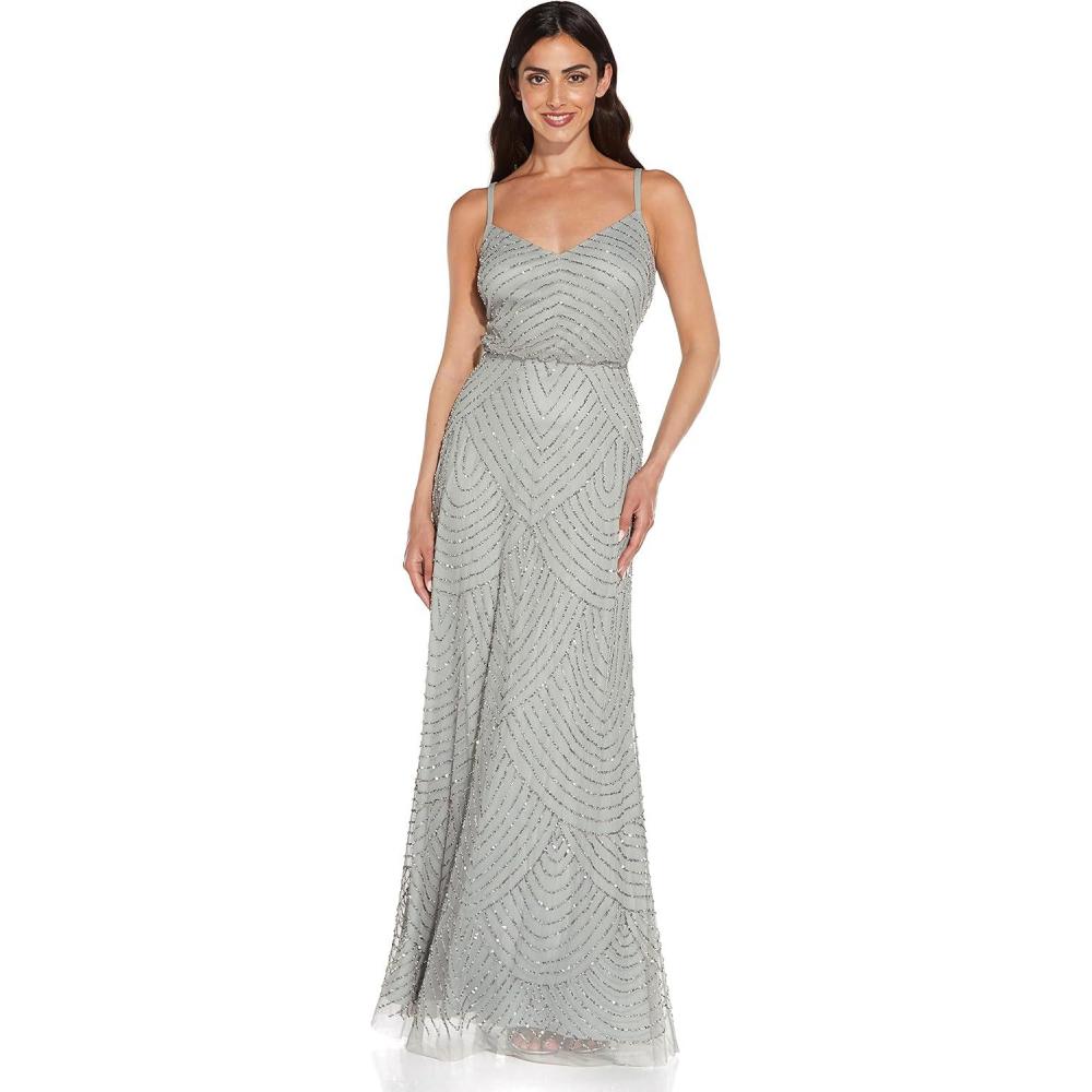 imageAdrianna Papell Womens Long Blouson DressBlue Mist