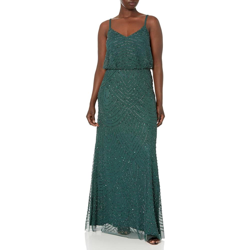 imageAdrianna Papell Womens Long Blouson DressDusty Emerald