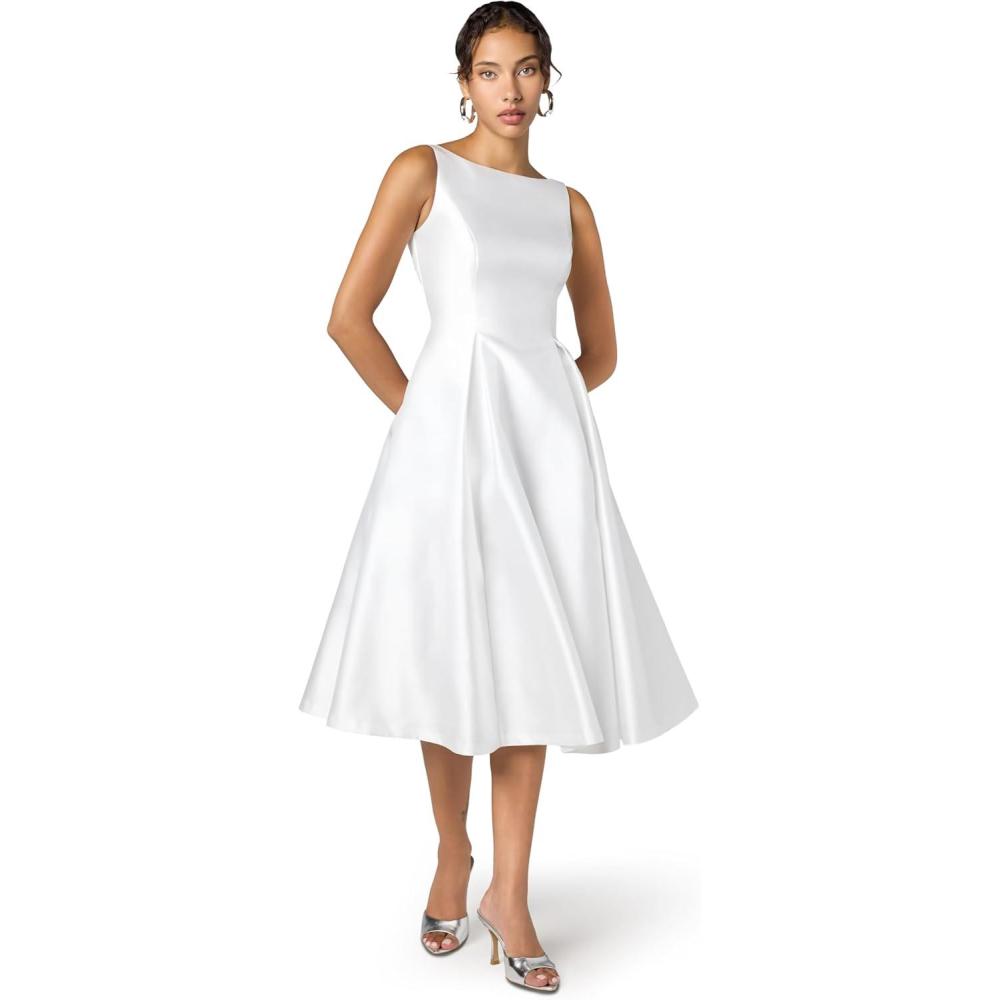 imageAdrianna Papell Womens Sleeveless MidLength Party Dress with VBackIvory