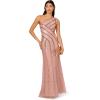 Adrianna Papell Women’s Bead Mesh Long Dress(Candied Ginger)