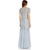 Adrianna Papell Womens Floral Beaded Godet Gown(Blue Heather)