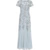 Adrianna Papell Womens Floral Beaded Godet Gown(Blue Heather)
