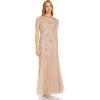 Adrianna Papell Womens Floral Beaded Godet Gown(Blush)