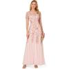 Adrianna Papell Womens Floral Beaded Godet Gown(Blush Pink)