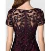 Adrianna Papell Womens Floral Beaded Godet Gown(Night Plum)