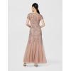 Adrianna Papell Womens Floral Beaded Godet Gown(Rose Gold)
