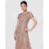Adrianna Papell Womens Floral Beaded Godet Gown(Rose Gold)