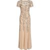 Adrianna Papell Womens Floral Beaded Godet Gown(Taupe/Pink)