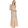 Adrianna Papell Womens Floral Beaded Godet Gown(Taupe/Pink)