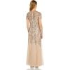 Adrianna Papell Womens Floral Beaded Godet Gown(Taupe/Pink)
