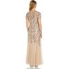 Adrianna Papell Womens Floral Beaded Godet Gown(Taupe/Pink)