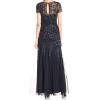Adrianna Papell Womens Floral Beaded Godet Gown(Twilight)
