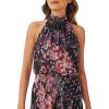 Adrianna Papell Womens Floral Chiffon Halter Dress(Black Multi)