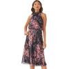 Adrianna Papell Womens Floral Chiffon Halter Dress(Black Multi)