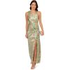 Adrianna Papell Womens Foil Asymmetric Gown(Sage/Gold)