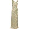 Adrianna Papell Womens Foil Asymmetric Gown(Sage/Gold)