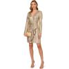 Adrianna Papell Womens Foiled Knit Draped Dress(Light Gold)