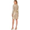 Adrianna Papell Womens Foiled Knit Draped Dress(Light Gold)
