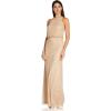 Adrianna Papell Womens Halter Blouson Beaded Gown(Champagne)