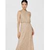 Adrianna Papell Womens Halter Blouson Beaded Gown(Champagne/Gold)