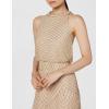 Adrianna Papell Womens Halter Blouson Beaded Gown(Champagne/Gold)