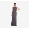 Adrianna Papell Womens Halter Blouson Beaded Gown(Gunmetal)