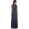 Adrianna Papell Womens Halter Blouson Beaded Gown(Navy)