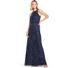 Adrianna Papell Womens Halter Blouson Beaded Gown(Navy)