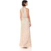 Adrianna Papell Womens Halter Blouson Beaded Gown(Nude)